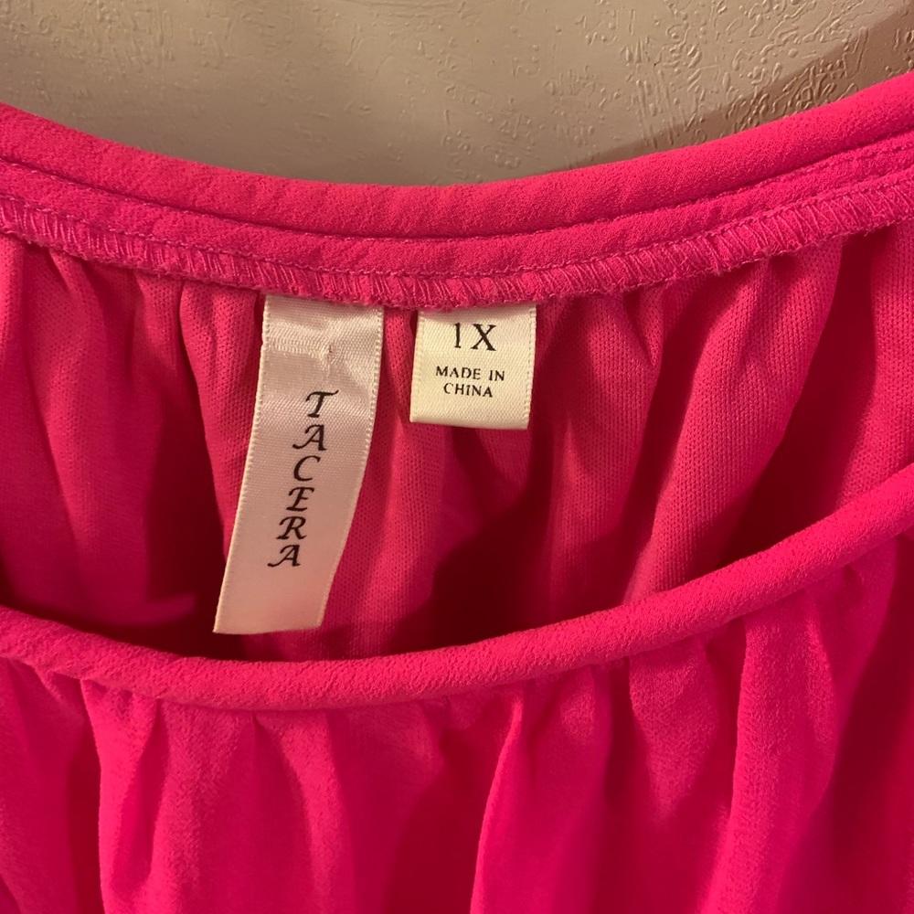 Hot pink off the shoulder sleeves